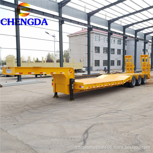 Chengda Factory Heavy Duty Equipment Transported 3 Axles 40 Ton 60 Ton Lowbed Semi Trailer For Sale